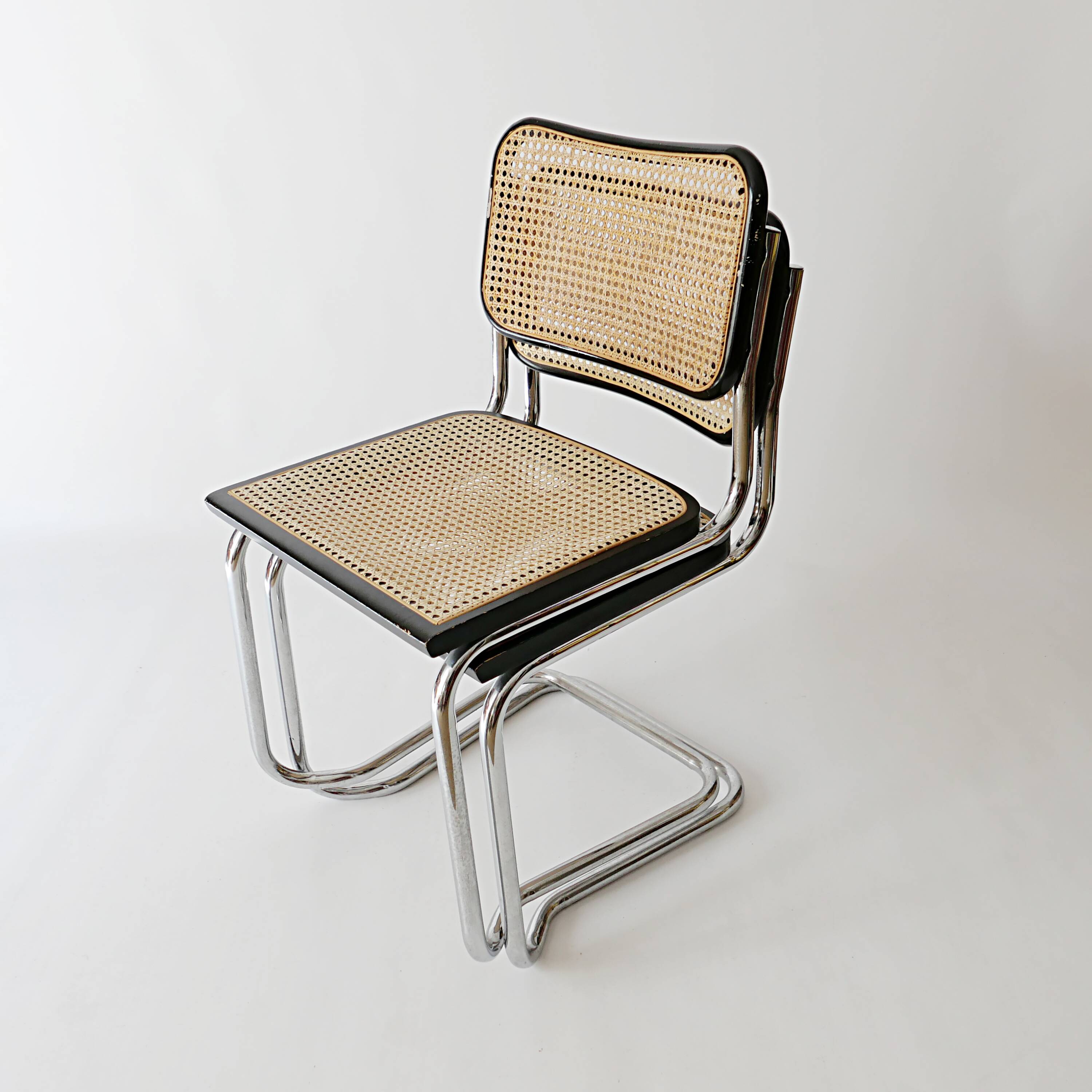 pair of Cesca chairs by Marcel Breuer 1960s 1970s in vintage cane