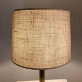 Mid-century modern leather and brass table lamp