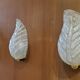 Murano, leaf sconces in worked transparent glass, 1940s