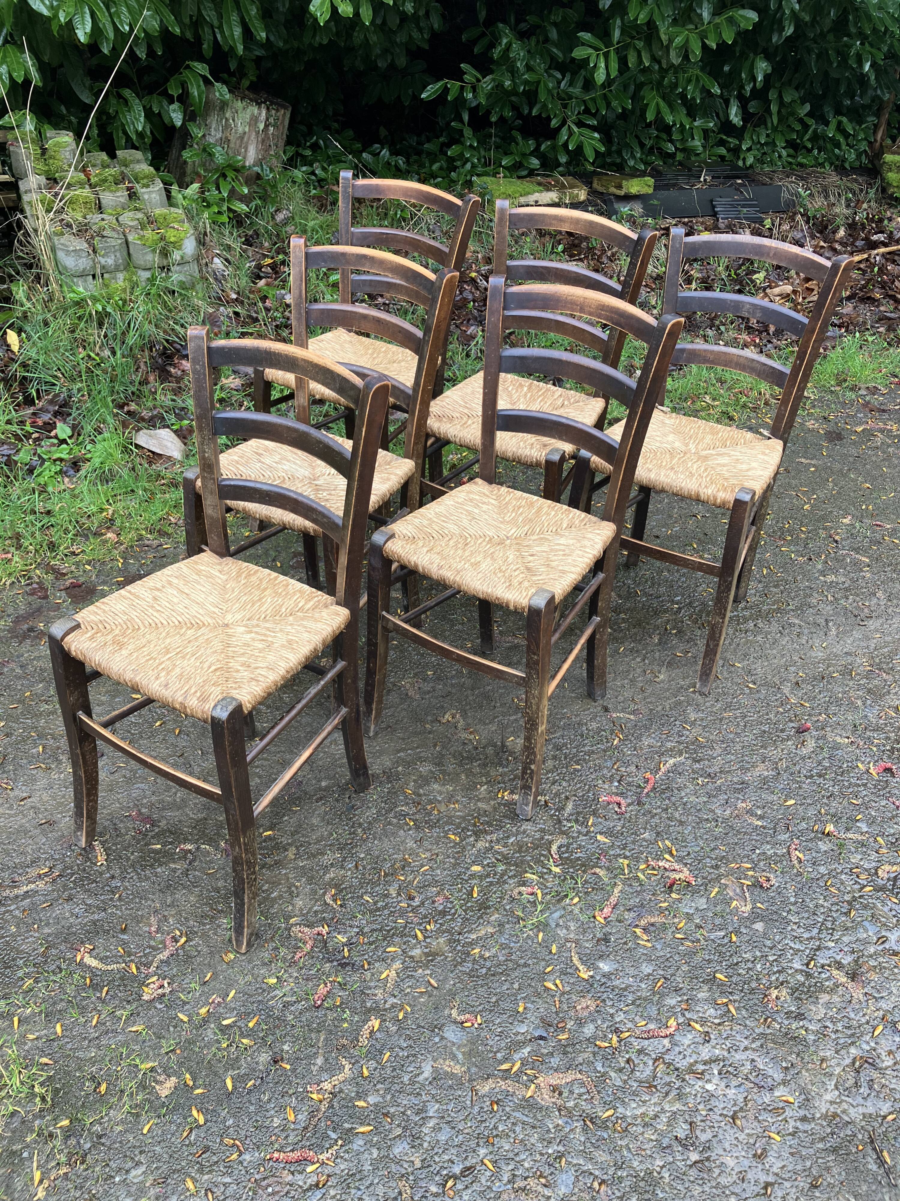 6 straw bistro chairs