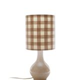 Vintage table lamp, 1950s ceramic base and beige gingham shade.