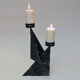 Scandinavian Brutalist Metal Candleholder for Two Candles 1970s