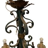 Louis XV style chandelier in wrought and hammered iron 20th century