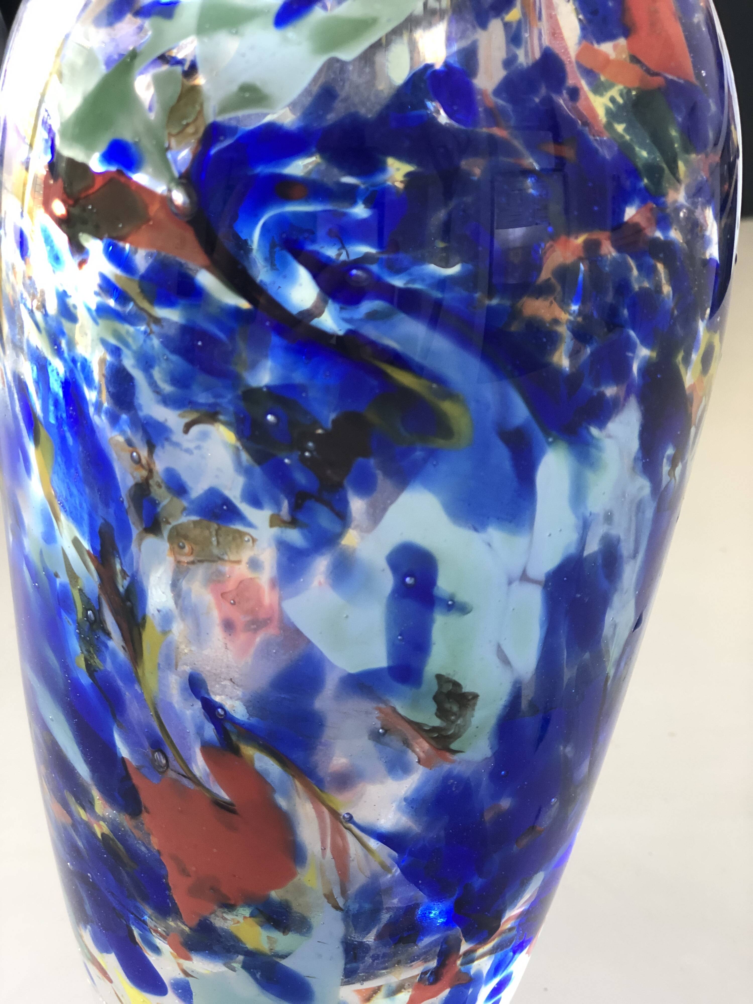 Vase en verre soufflé Verrerie de Biot – Pièce artisanale signée