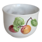 Small vintage white earthenware bowl - Fruit slip decor