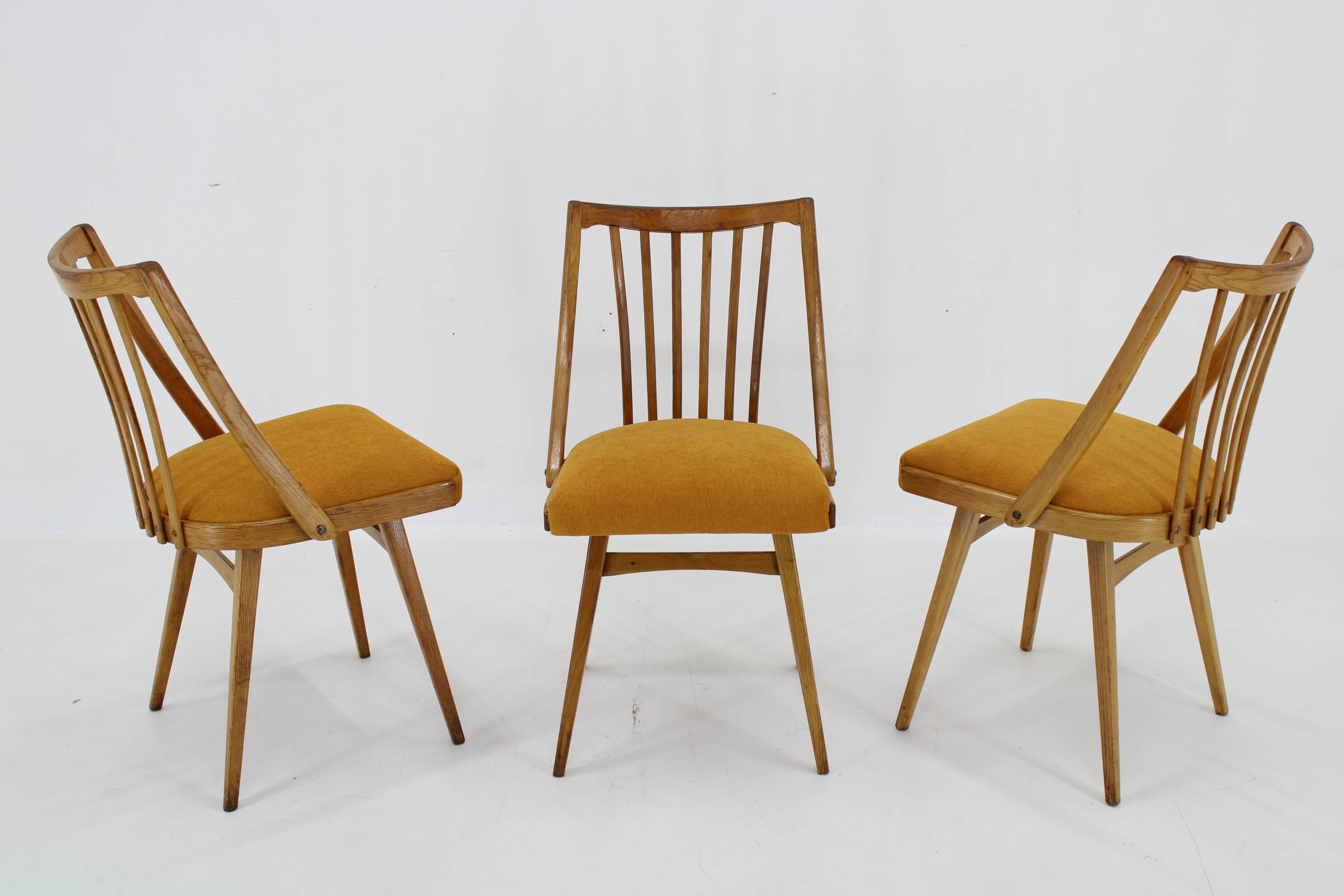 1960s Antonin Suman Oak Chair, Set of Three
