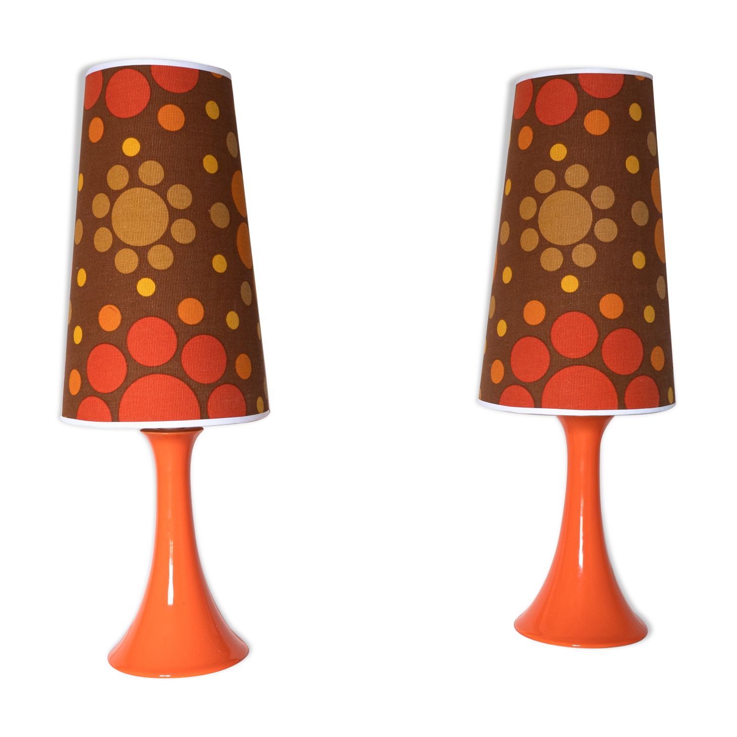 Pair of lamps with pop lampshade from the 70s