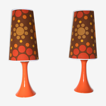 Pair of lamps with pop lampshade from the 70s