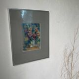 Oil chalk drawing flowers