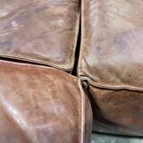 XXL Vintage patinated leather corner sofa 1980