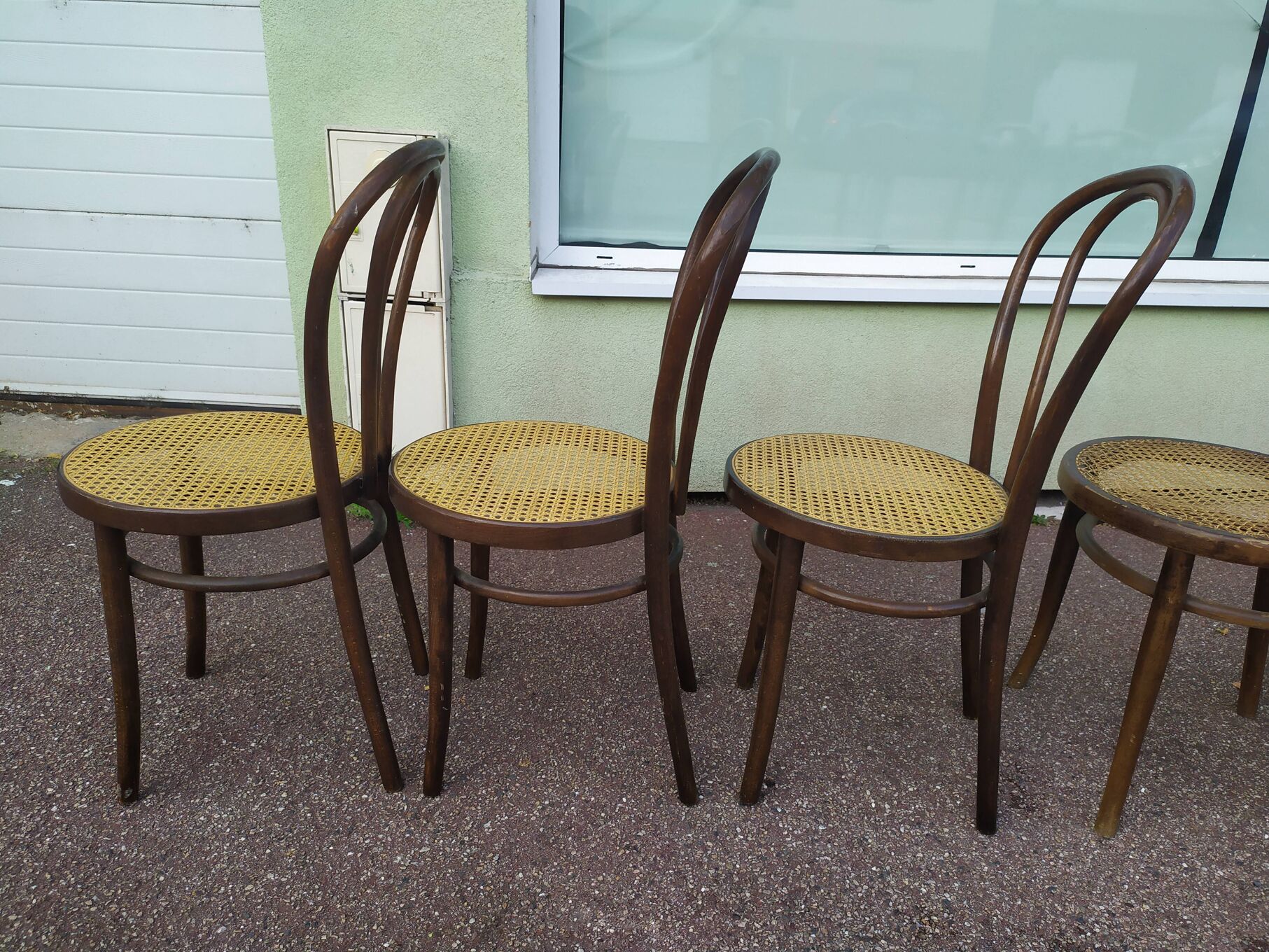 Lot de 6 chaise de bistrot en bois et cannage  Selency