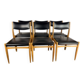 Set of 6 vintage Scandinavian teak and skai an50 chairs