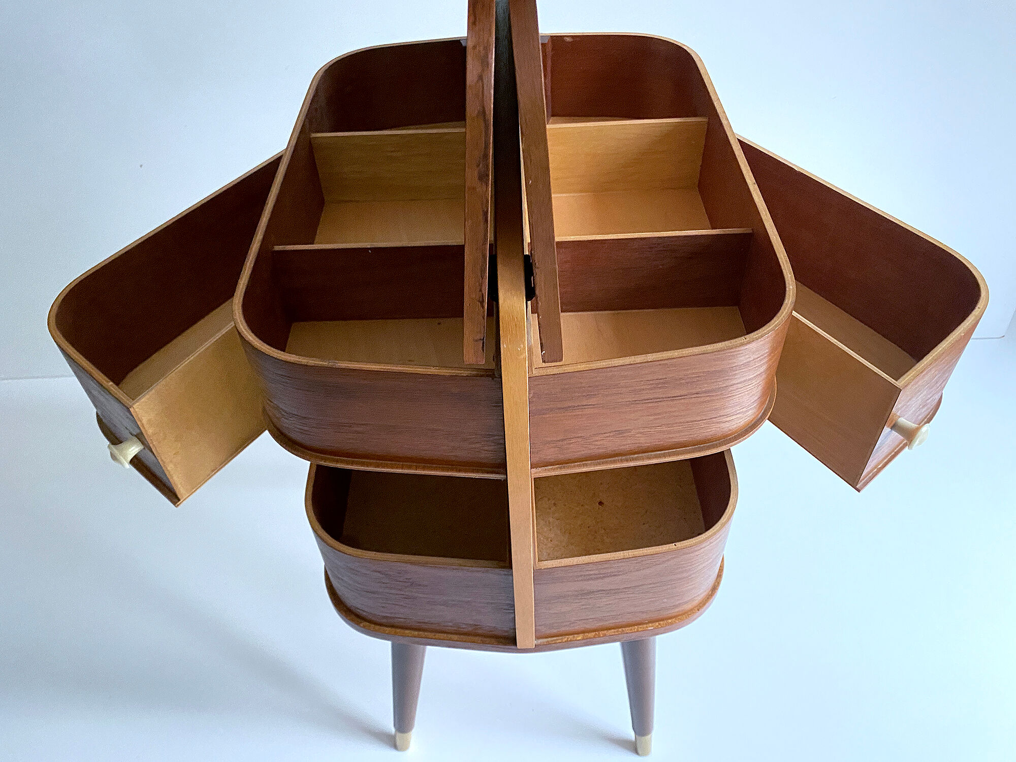 60s Portable Scandinavian Seamstress Worker, Wood