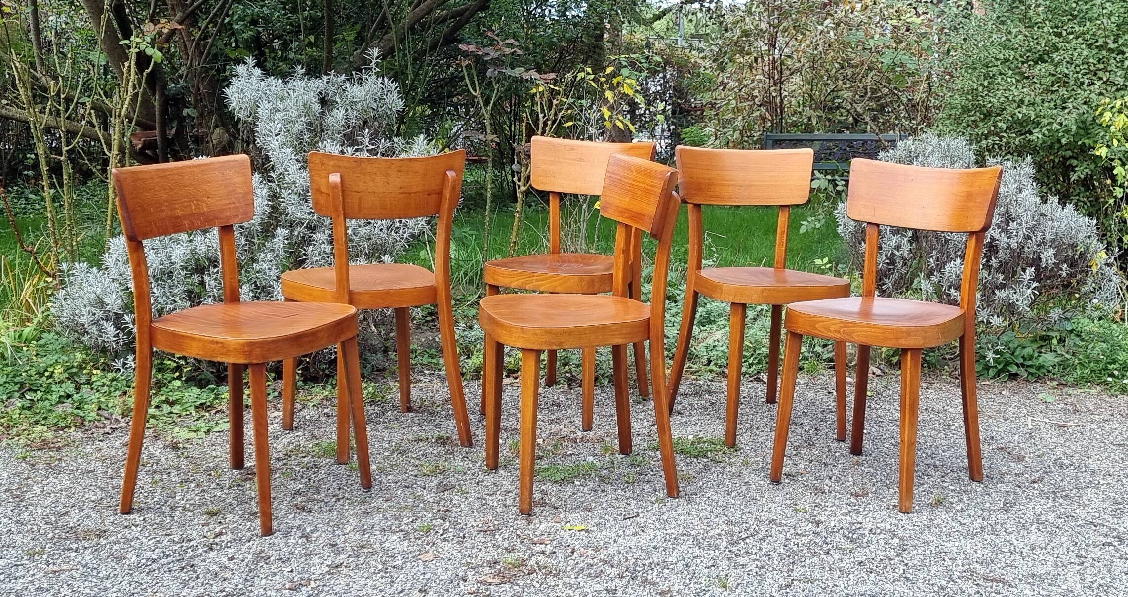 6 "classic" bistro chairs from Horgen-Glarus (Switzerland) 1950s
