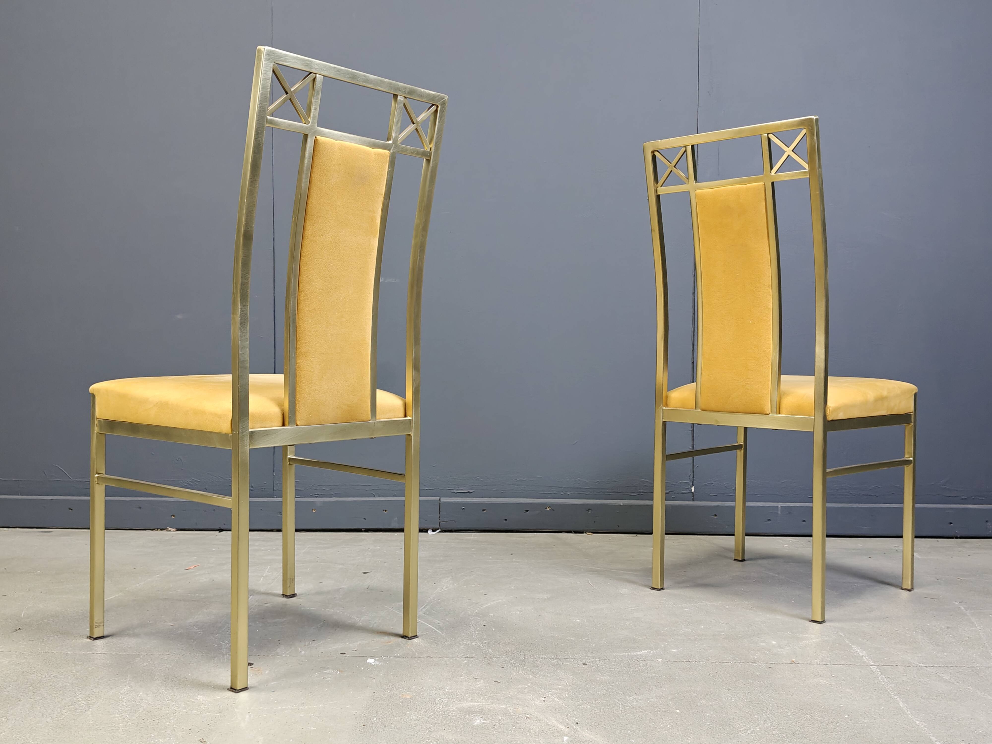 Chaises de salle à manger vintage en laiton de Belgochrom, années 1970