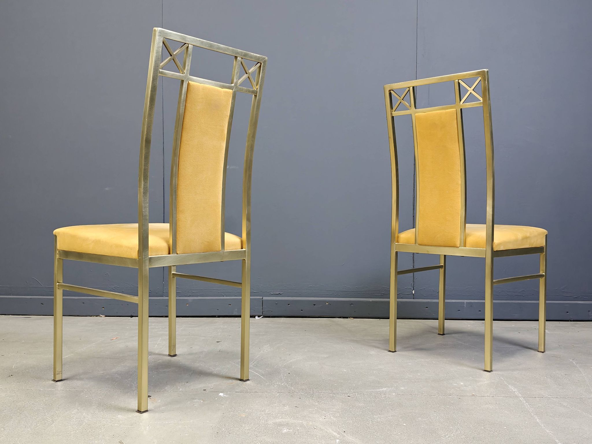 Vintage brass dining chairs by Belgochrom, 1970s