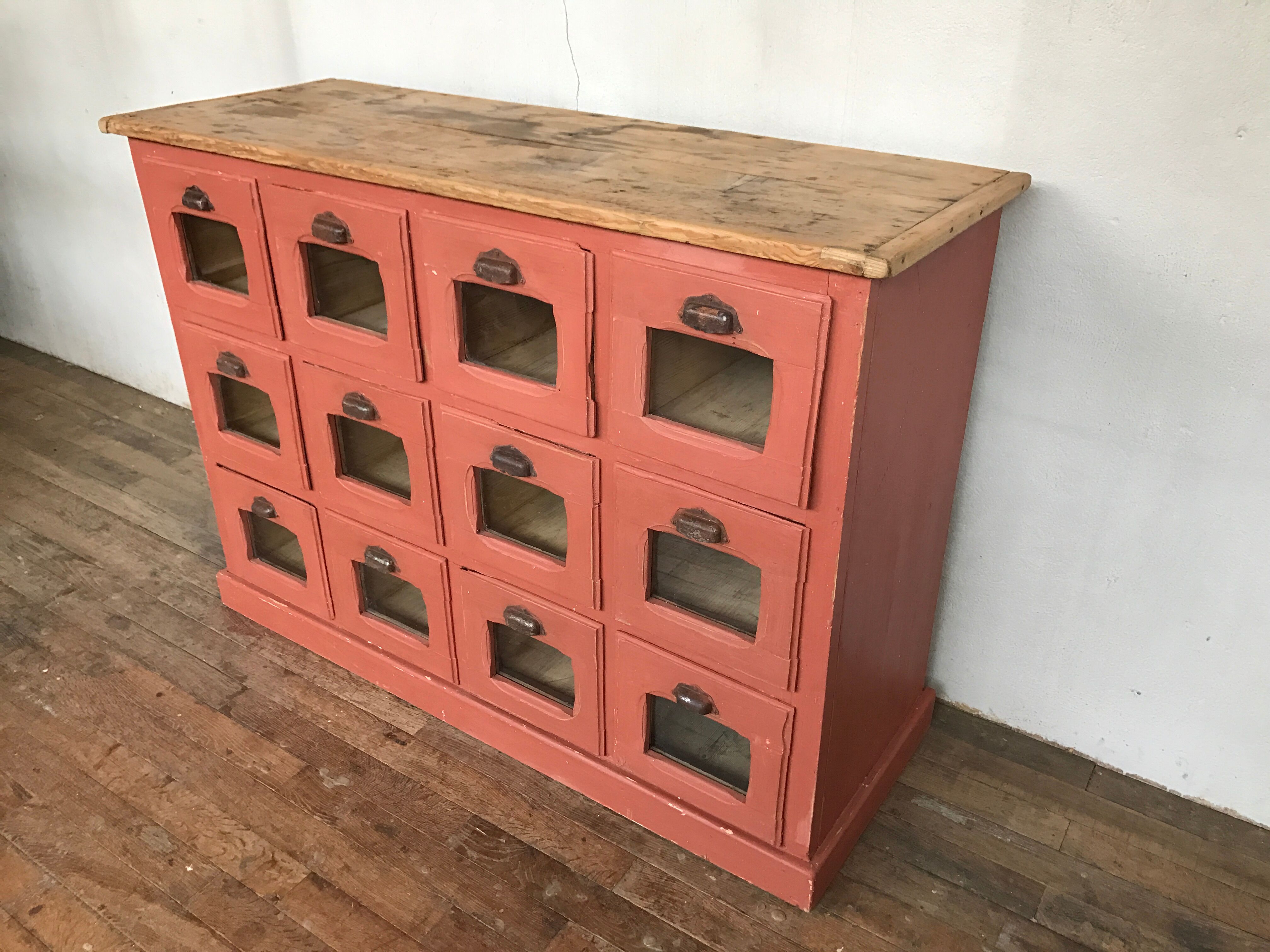 Former craft furniture with seed grocery drawers early 20th patinated