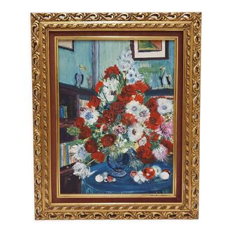 Table painting still life flowers