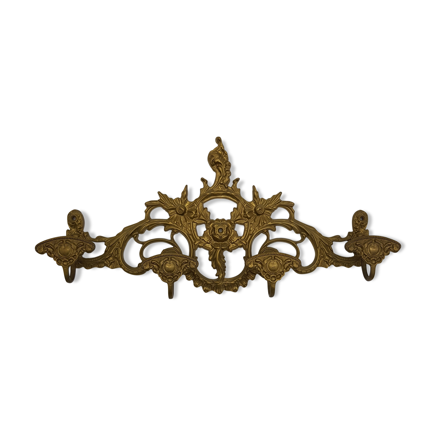 Brass rock-style coat door with 4 patères