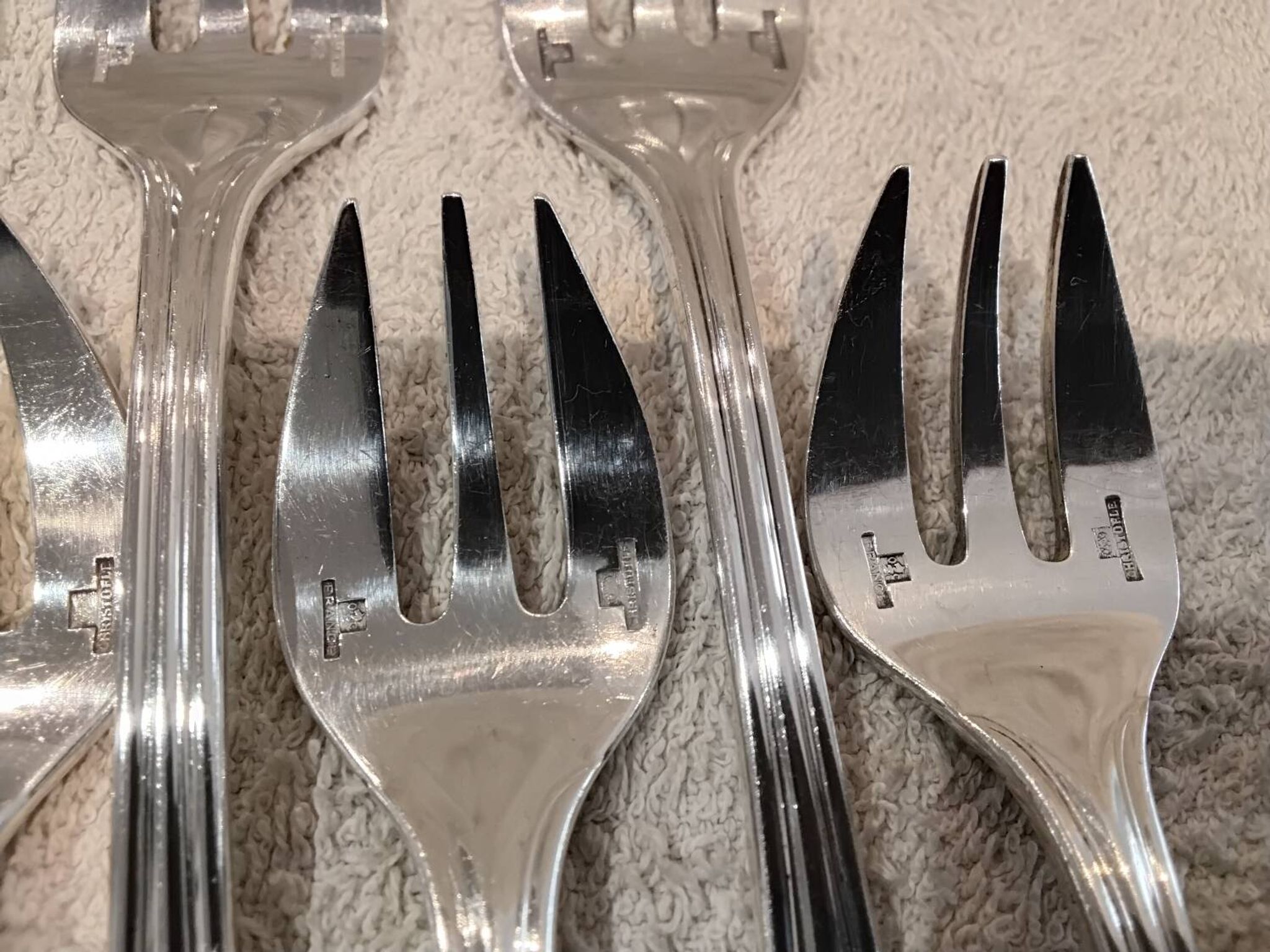 6 silver-plated oyster forks by Christofle, Albi pattern