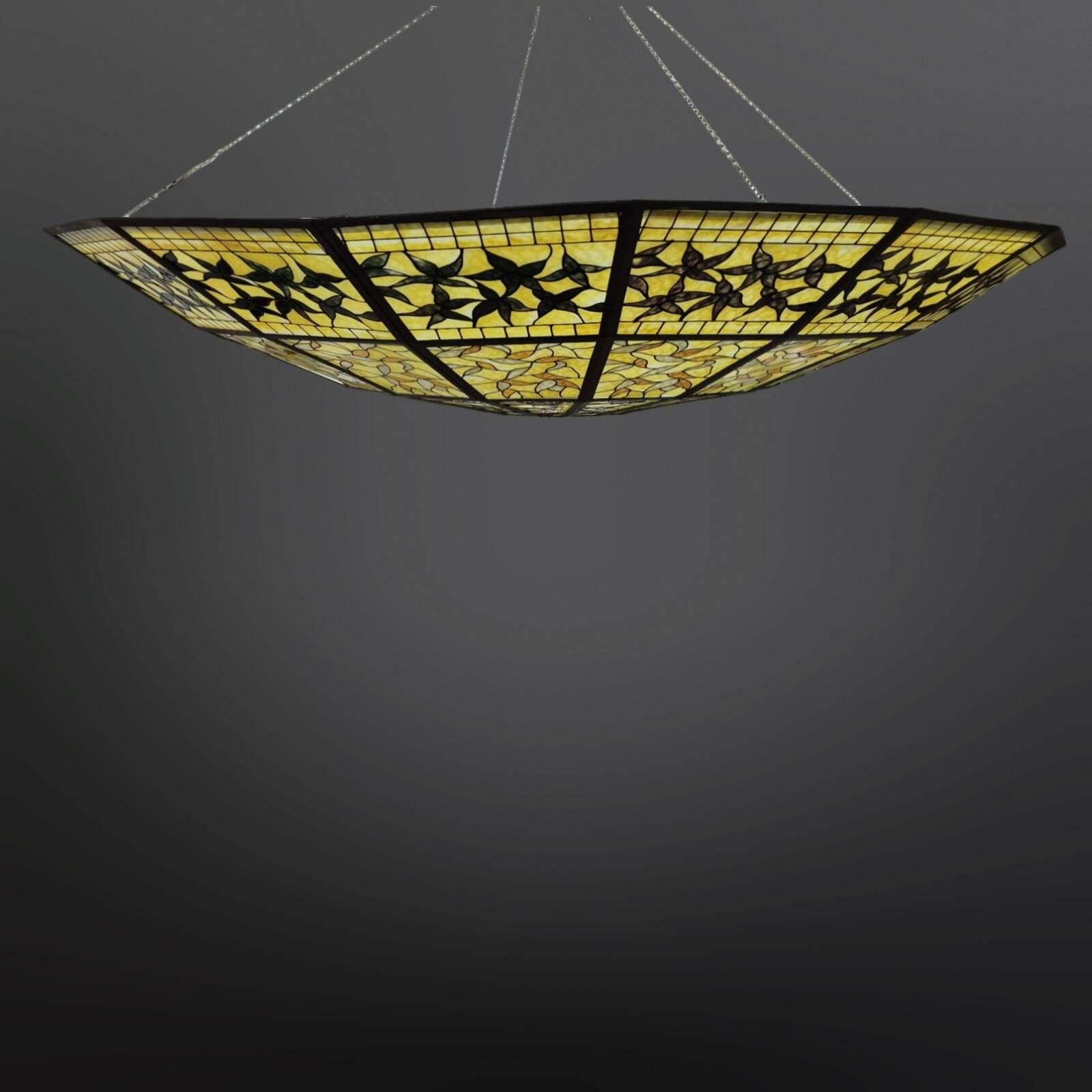 Impressive Tiffany Style Stained Glass Chandelier from the 1990s