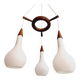 Scandinavian lustre cascade in teak and frosted white glass, 1960s