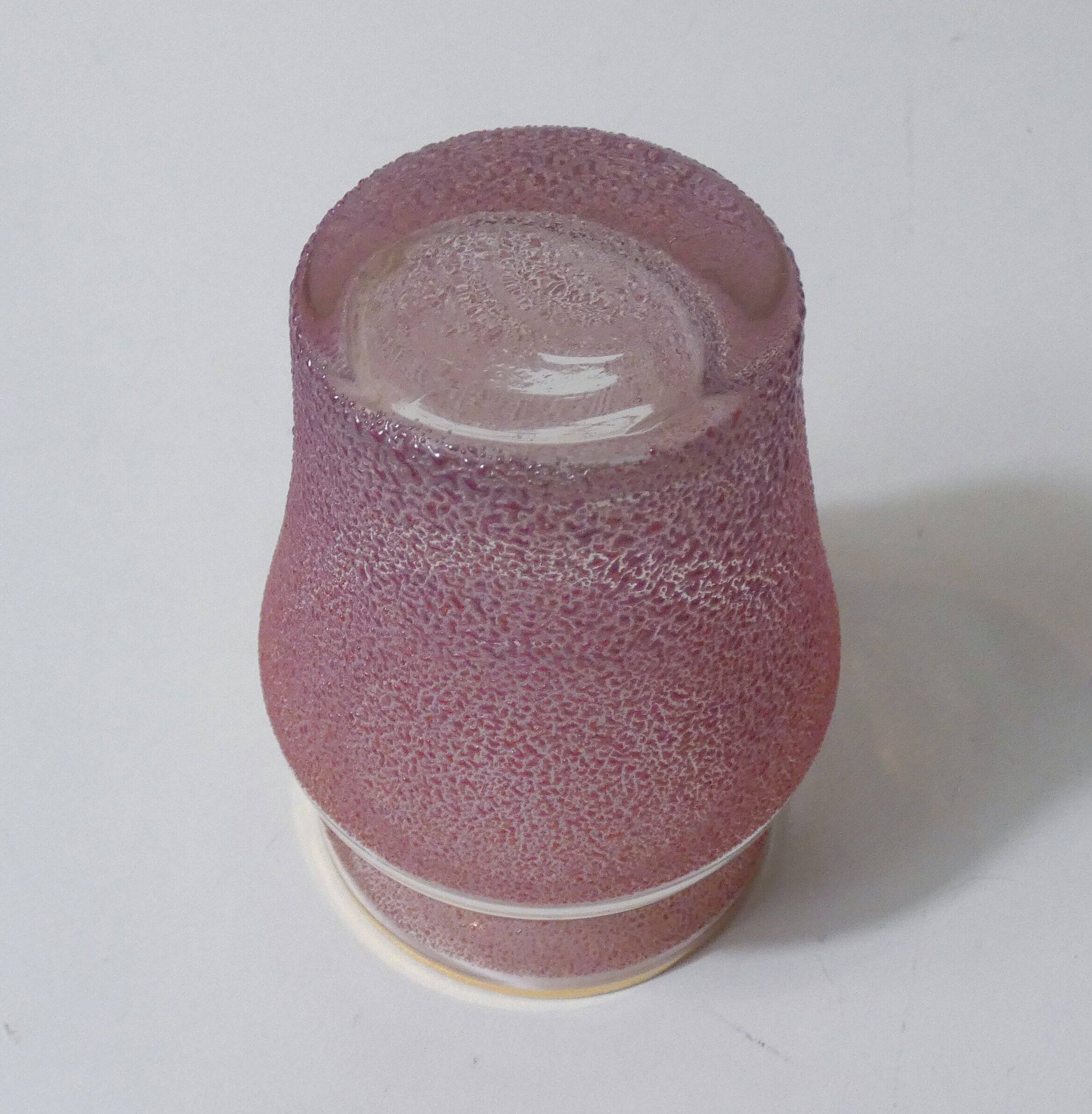 vase en verre granité rose et or Vintage