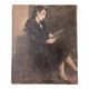 Old painting, portrait of a seated woman