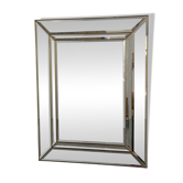 Miroir mural en laiton vintage biseauté, grand miroir Hollywood Regency, Mid-Century Modern