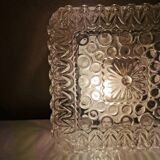 Vintage square glass ceiling lamp, 70s