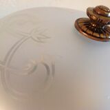 Round ceiling lamp in frosted glass art deco style