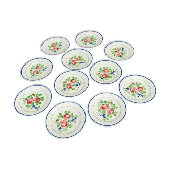 Set of 11 stylized long-field plates 1940 roses