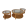 3 tables rondes avec plateaux en verre