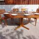round or oval table with extension, central leg, vintage Baumann design
