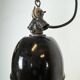 Industrial Black Enamel Factory Lamp with Cast Iron Top, 1930s