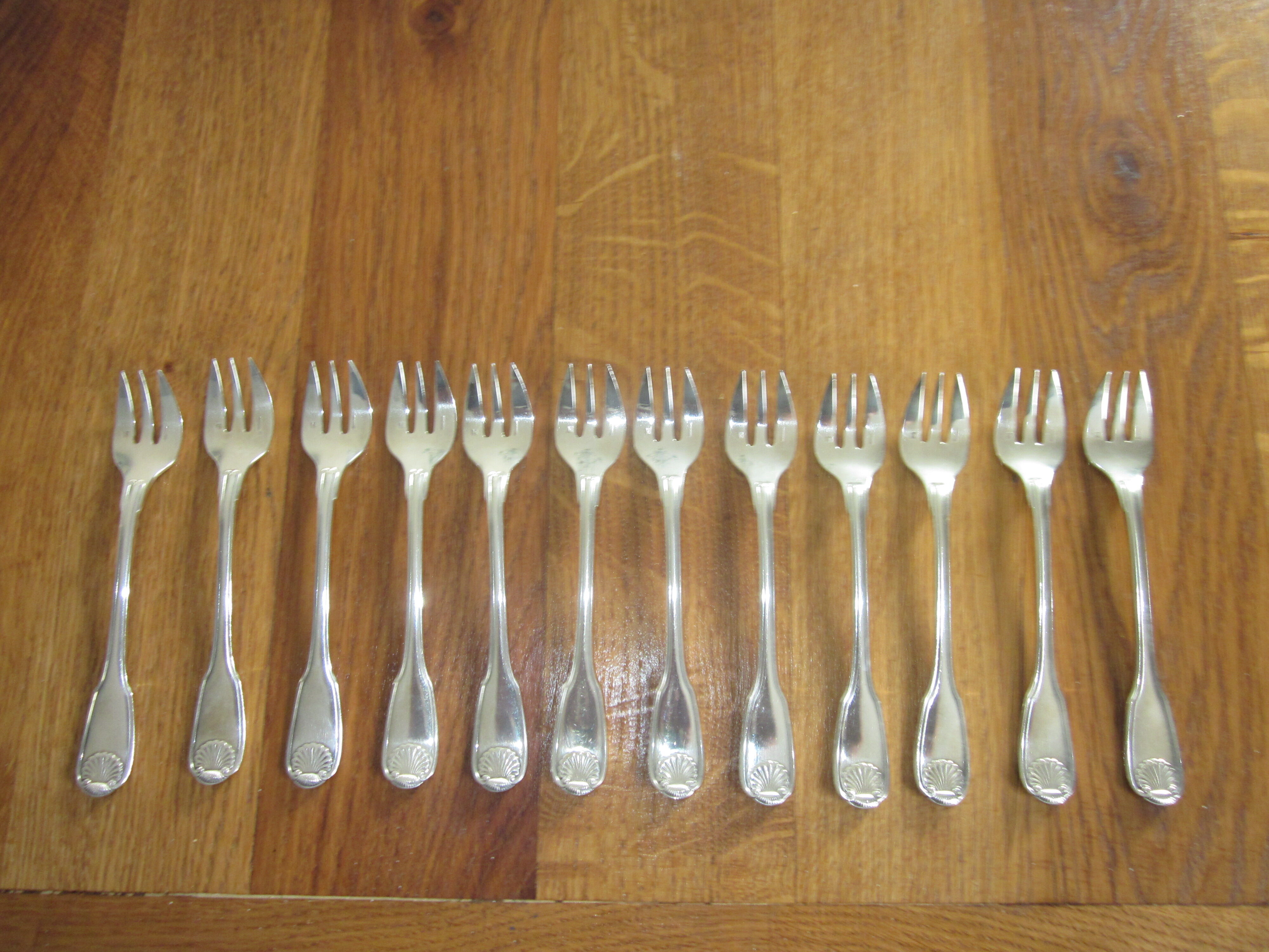 12 forks with cake christofle model shell