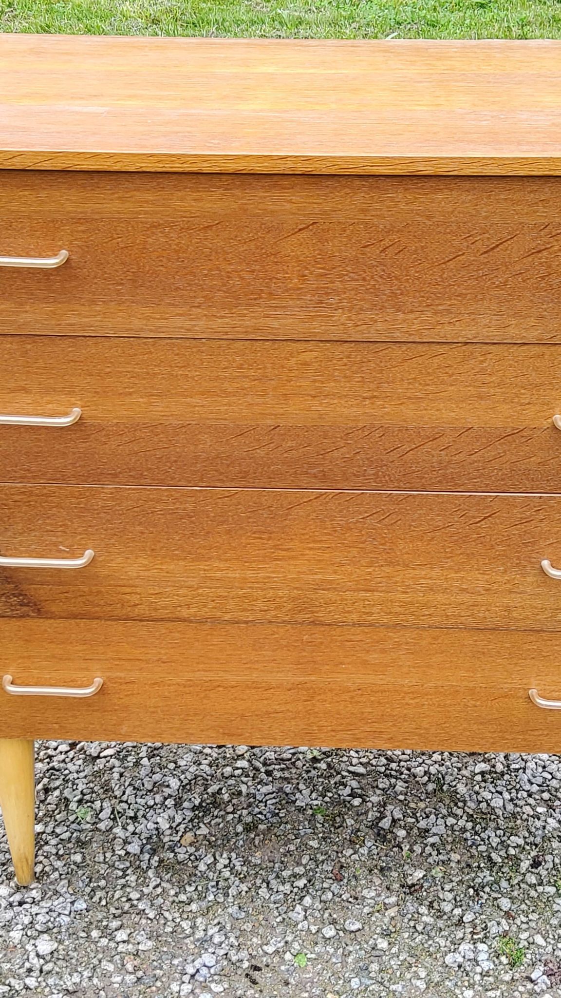 Vintage chest of drawers from the 50s in blond oak 4 drawers conical legs