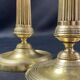 Pair of 19th century gilt bronze candlesticks with fluted shafts, Restoration
