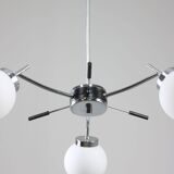 Mid-Century Italian Chrome and Opaline Chandelier