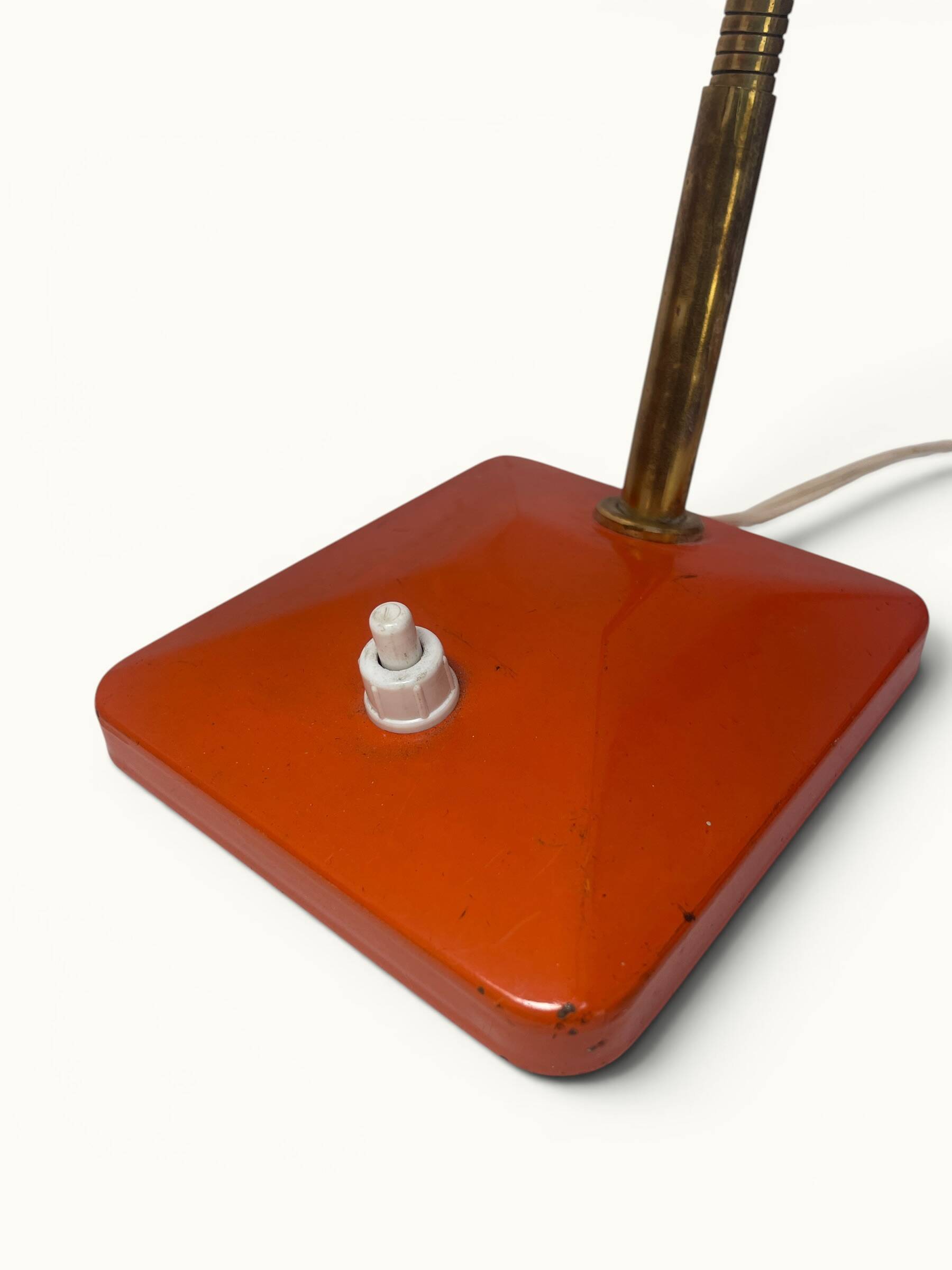 Orange gooseneck desk lamp — Aluminor, Nice, France — circa 60-70