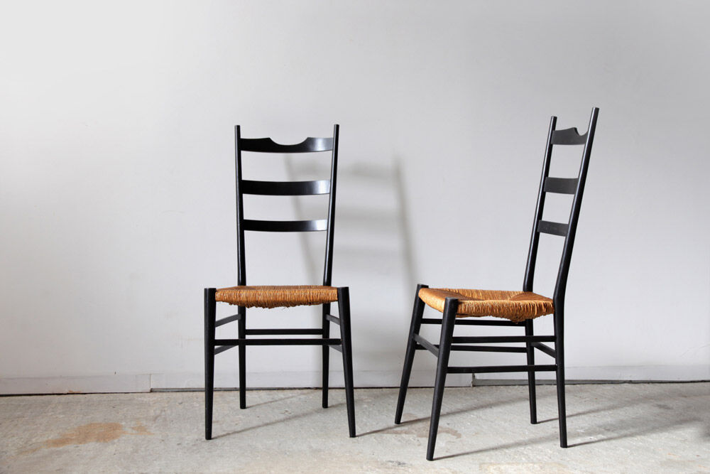 Black Italian straw chairs