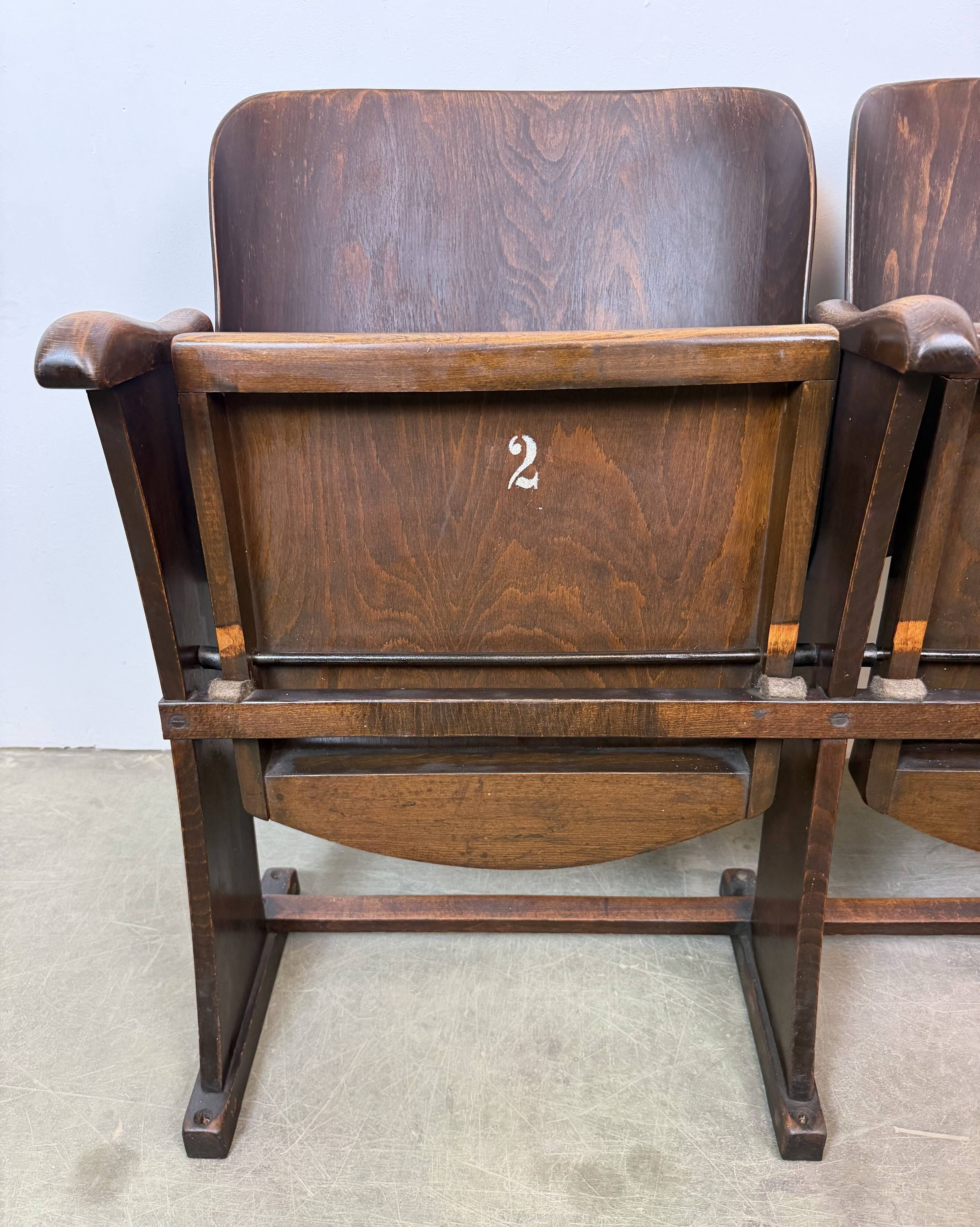 Vintage Two-Seat Cinema Bench from Thonet, 1950s