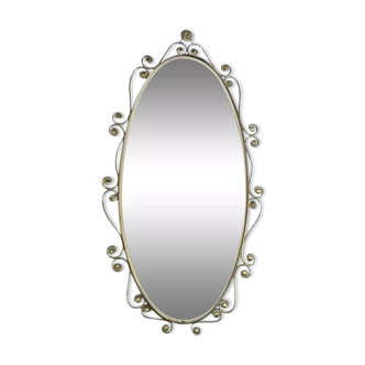 Oval brass mirror