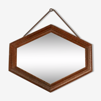 Miroir ancien octogonal en bois