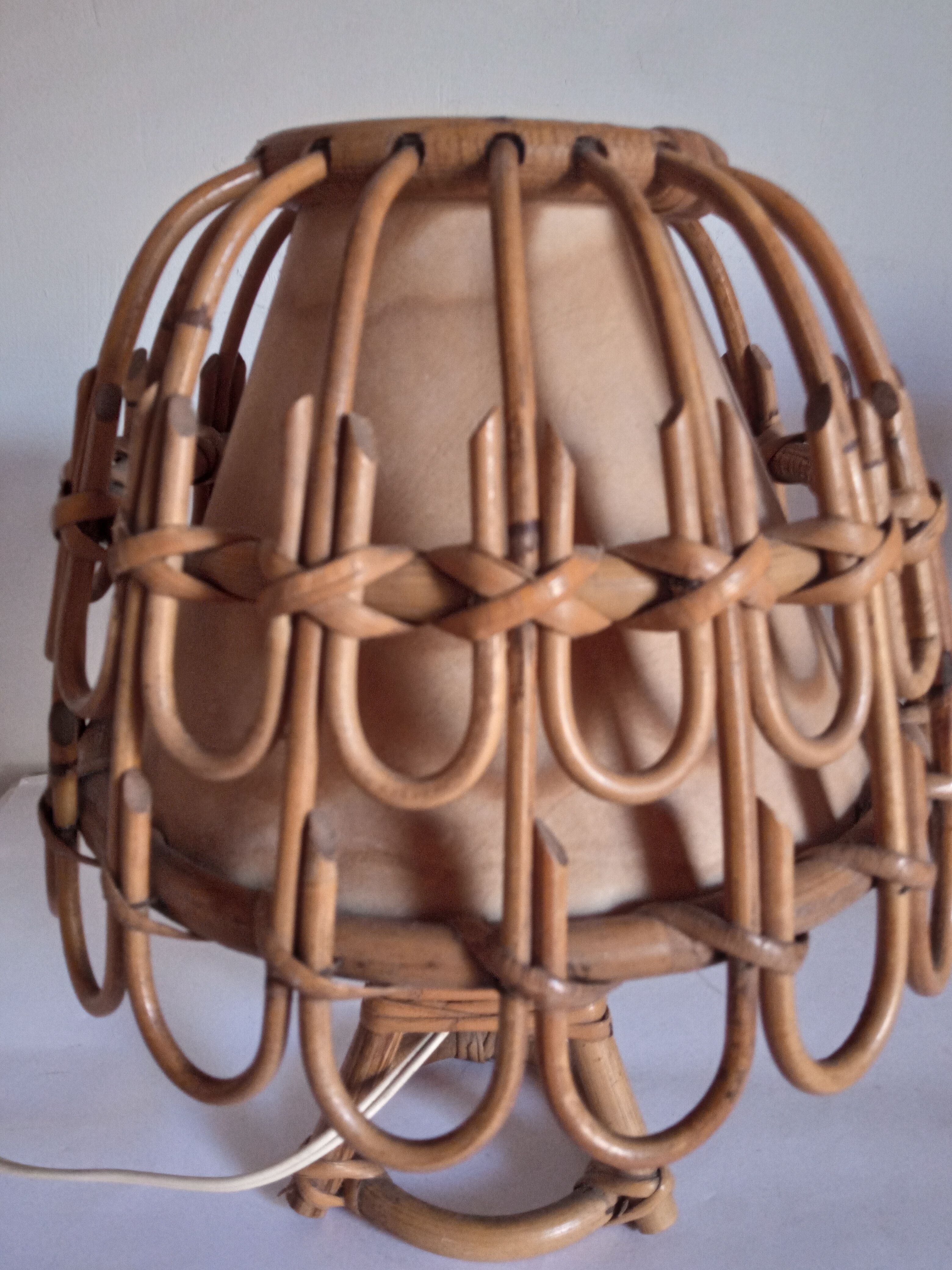 Paire de lampes bambou années 70