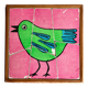Wooden frame puzzle from the 1960s depicting a bird on a pink background.