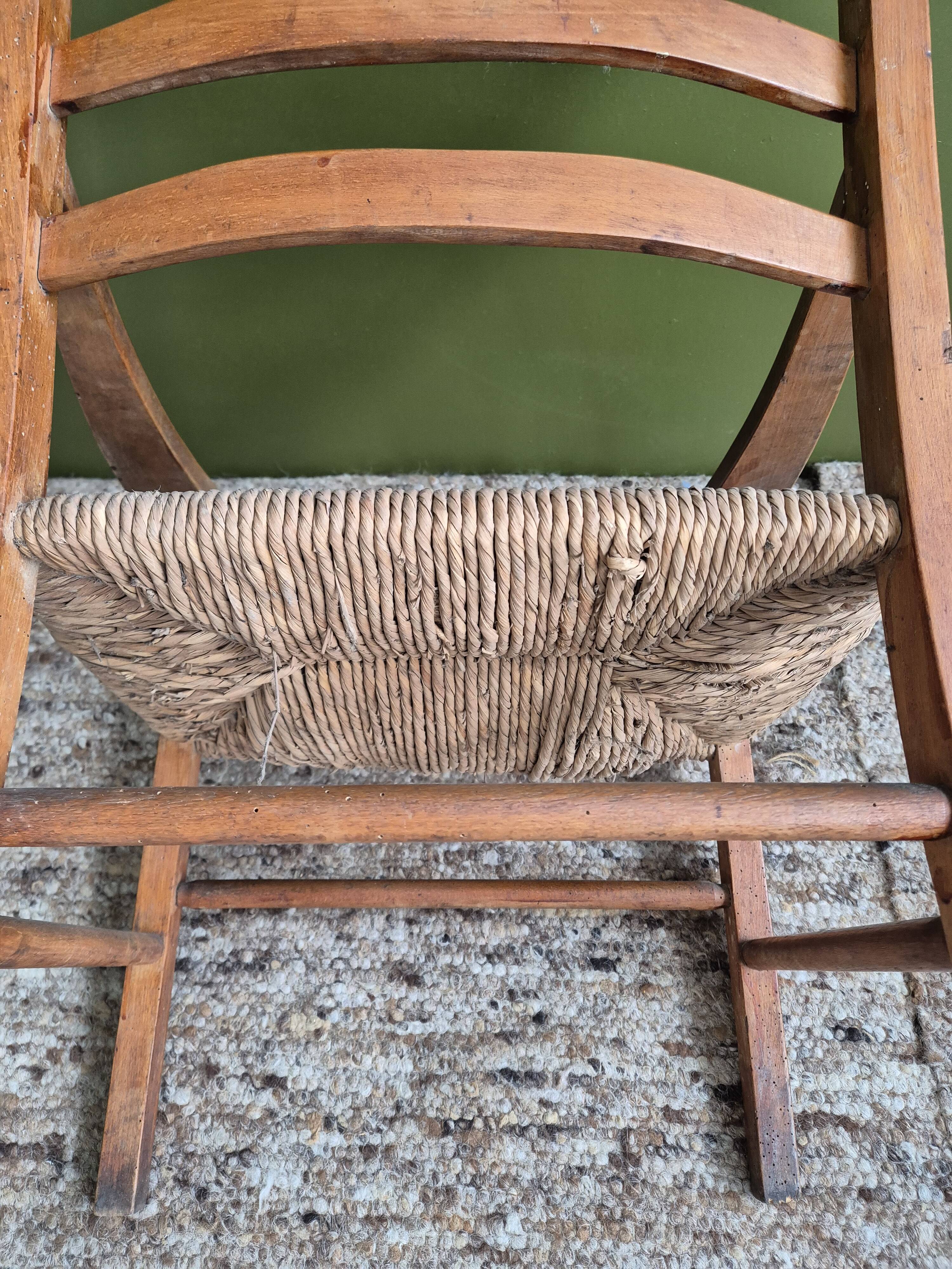 Straw and wood armchair