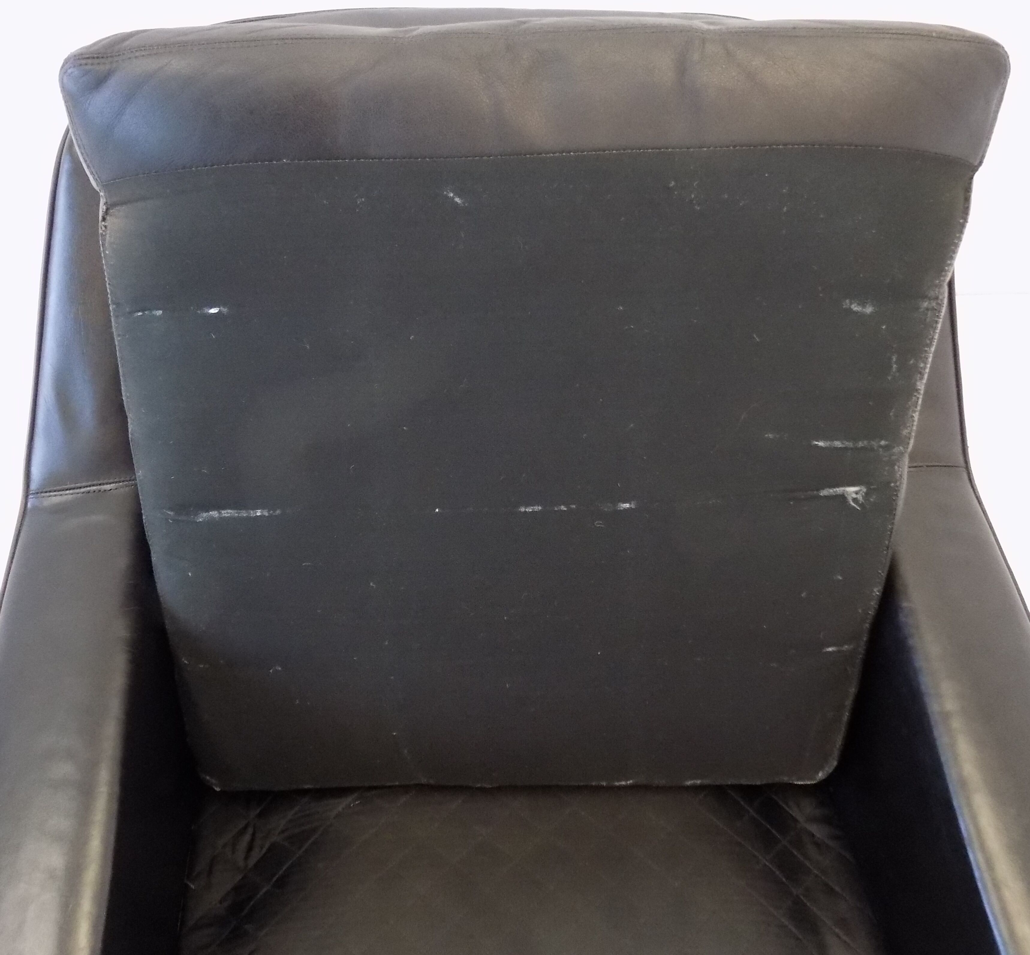 ESA model 802 pair of black leather lounge chairs by Werner Langenfeld