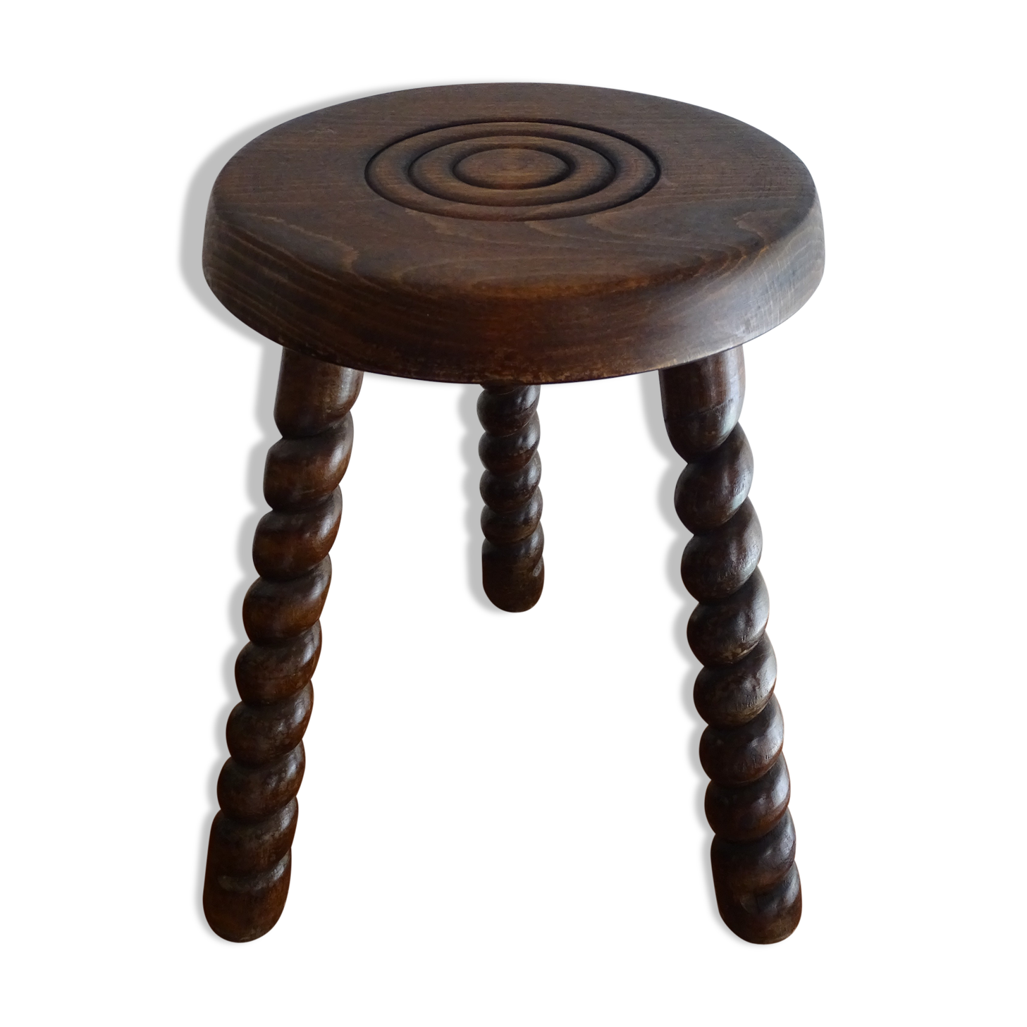 Vintage turned wood tripod stool