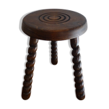 Vintage turned wood tripod stool